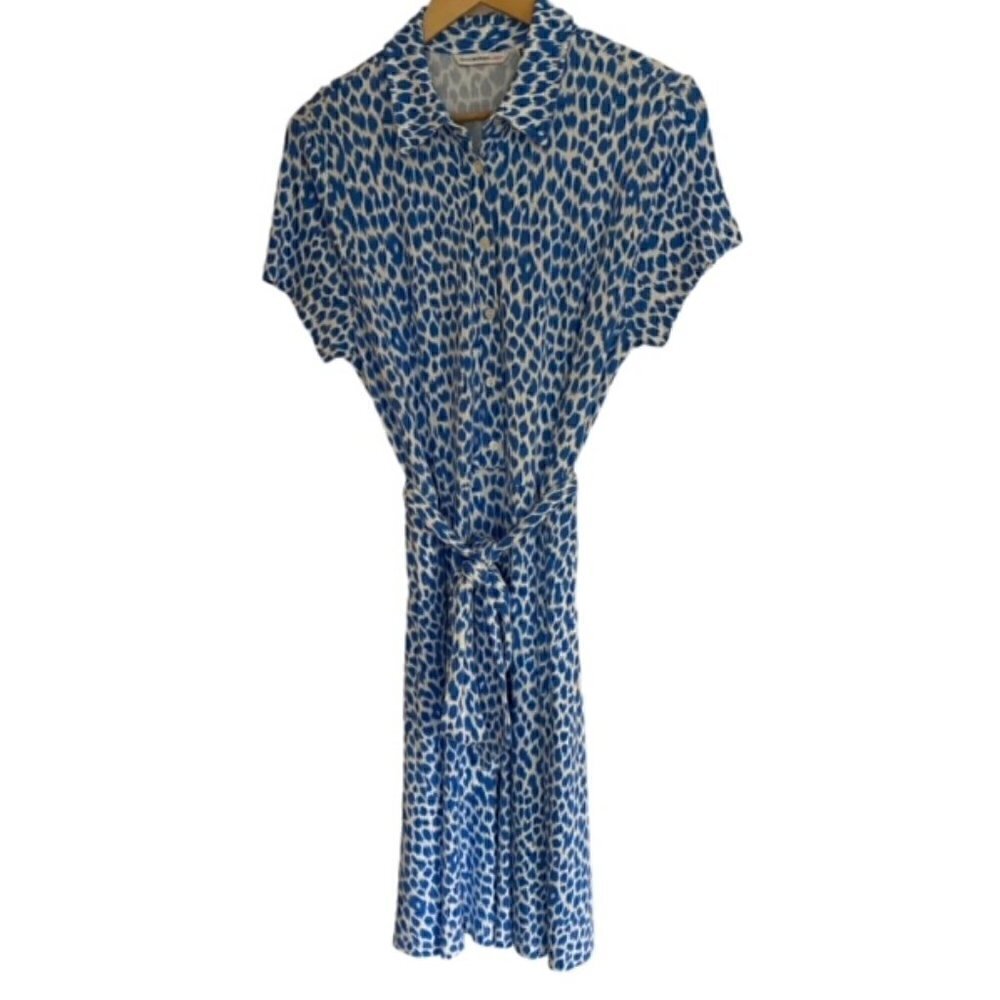 Isaac Mizrahi Blue and White Knit Dress Medium